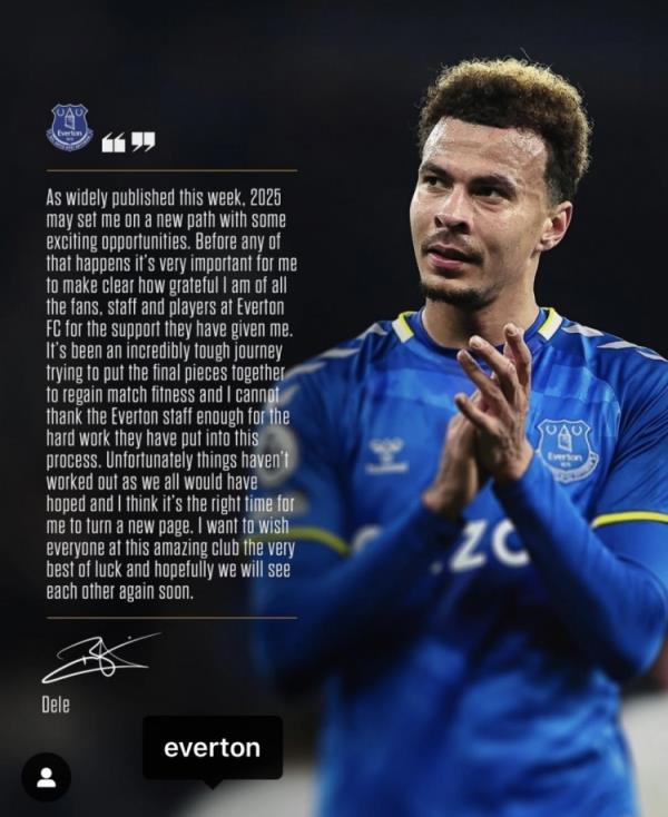 阿里告別埃弗頓：是時(shí)候開(kāi)始新篇章了，感謝所有人對(duì)我的支持