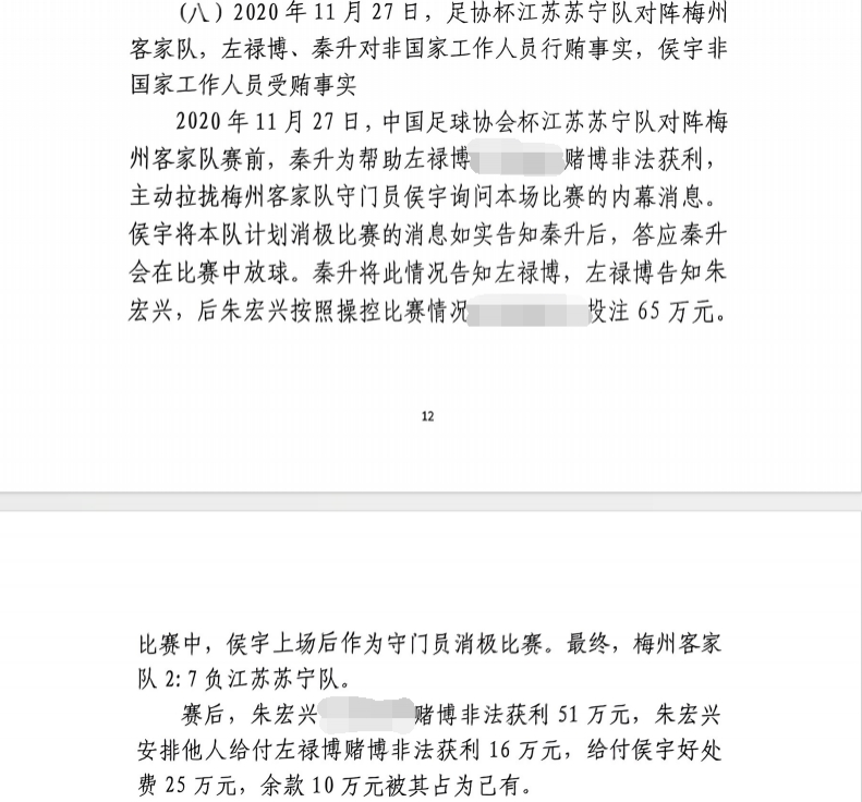 網(wǎng)傳判決書：足協(xié)杯梅州2-7江蘇，梅州門將侯宇收25萬(wàn)消極比賽