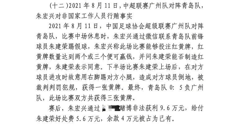 網(wǎng)傳判決書：青島球員朱建榮故意踢對(duì)方小腿，染黃收5.6萬(wàn)好處費(fèi)
