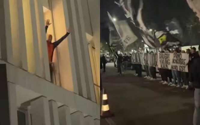 都體：尤文球迷來(lái)到酒店外支持新主帥，圖多爾向球迷們揮手致意