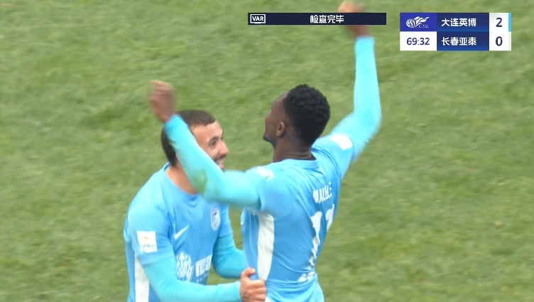 馬萊萊大連處子球！呂焯毅助攻馬萊萊破門，大連英博2-0亞泰